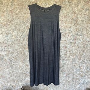 Dark Denim Blue Sleeveless Midi Sheath Dress